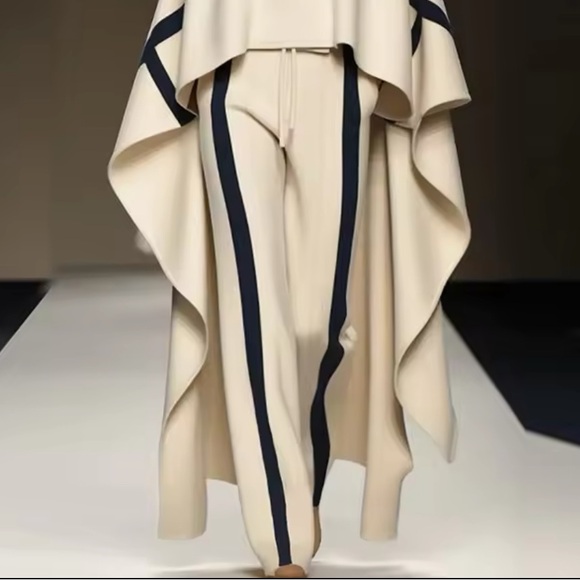 🎉Turtleneck Raglan Sleeves Loose Color Block Blouse+Straight Pants With Pockets - Picture 4 of 6